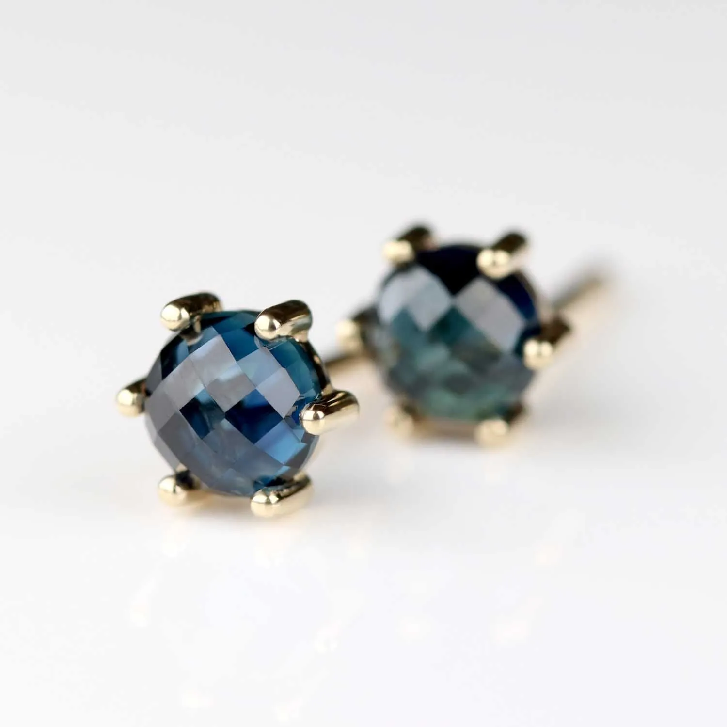 . 4mm Rose Cut Australian Sapphire Studs