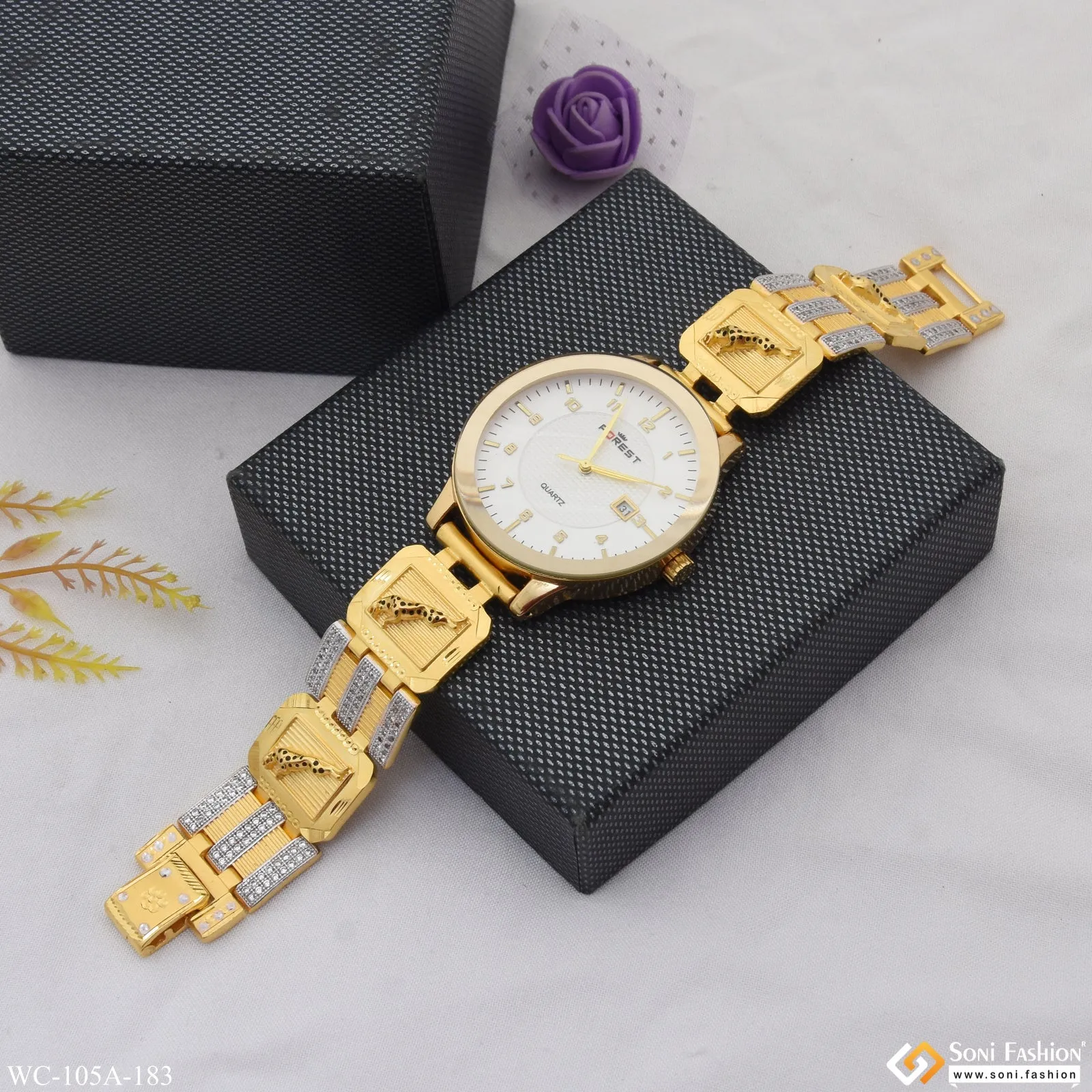 1 Gram Gold Plated Best Quality Elegant Design Watch for Men - Style A183