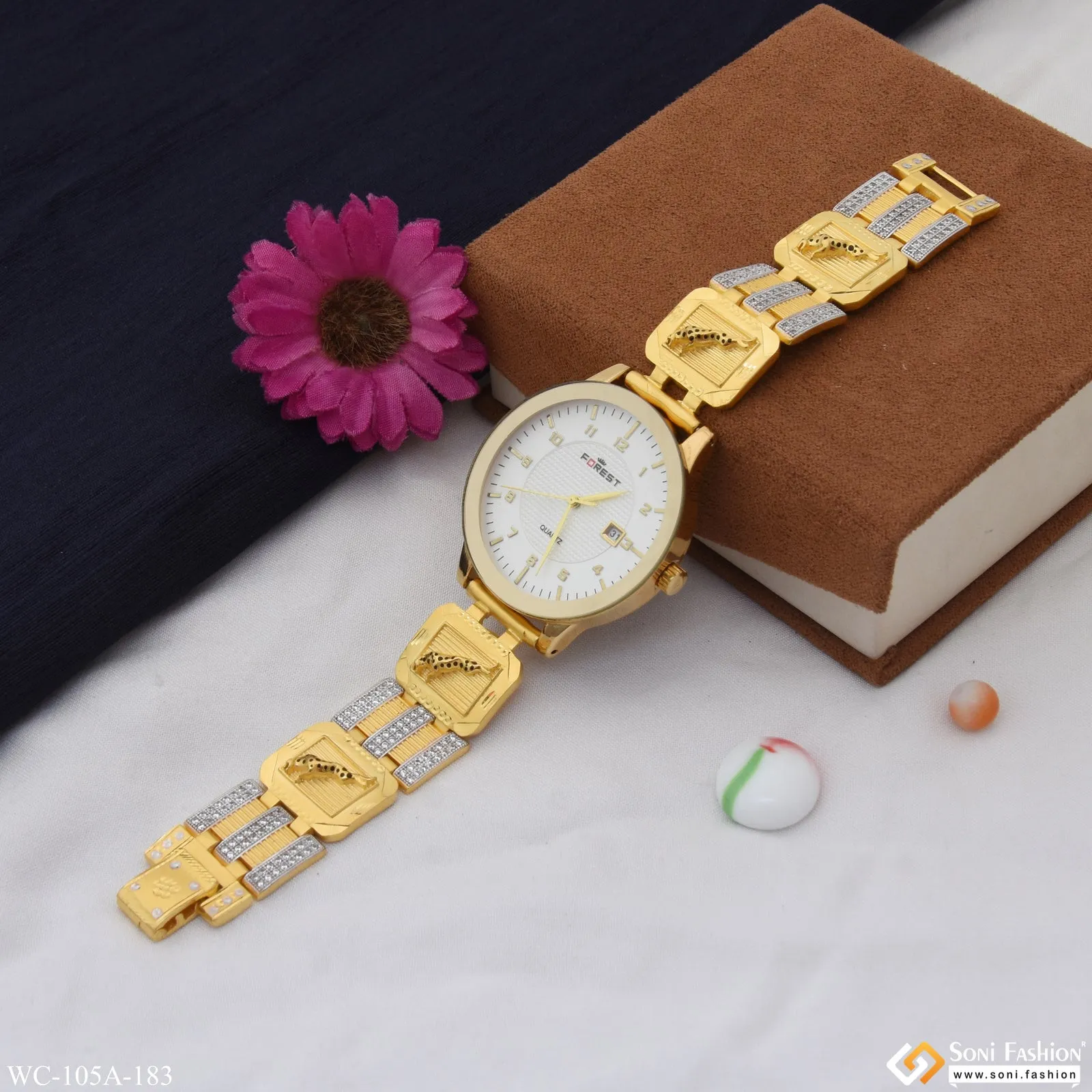 1 Gram Gold Plated Best Quality Elegant Design Watch for Men - Style A183