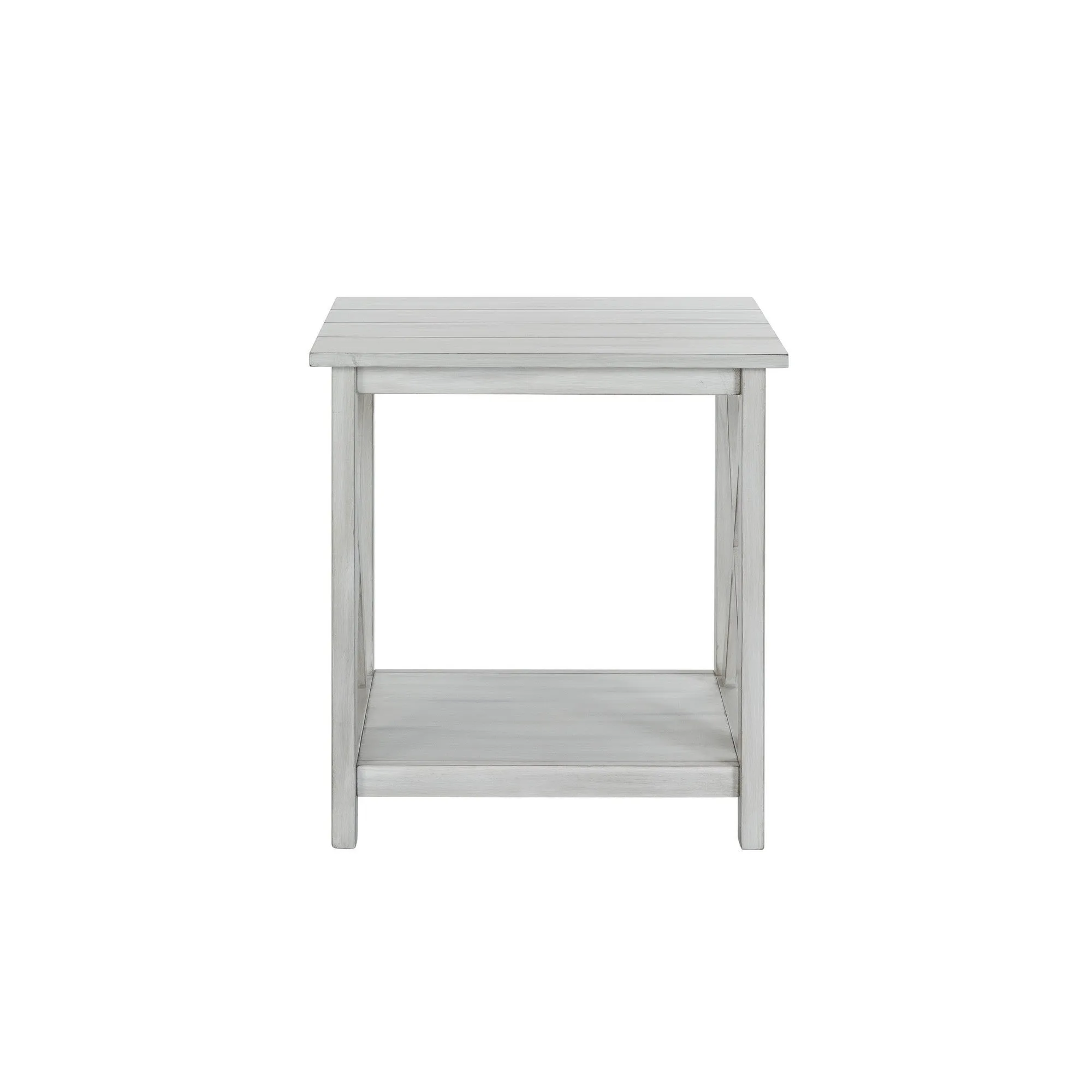 1 Open Shelf Wooden End Table With X Shaped Accents White By Benzara