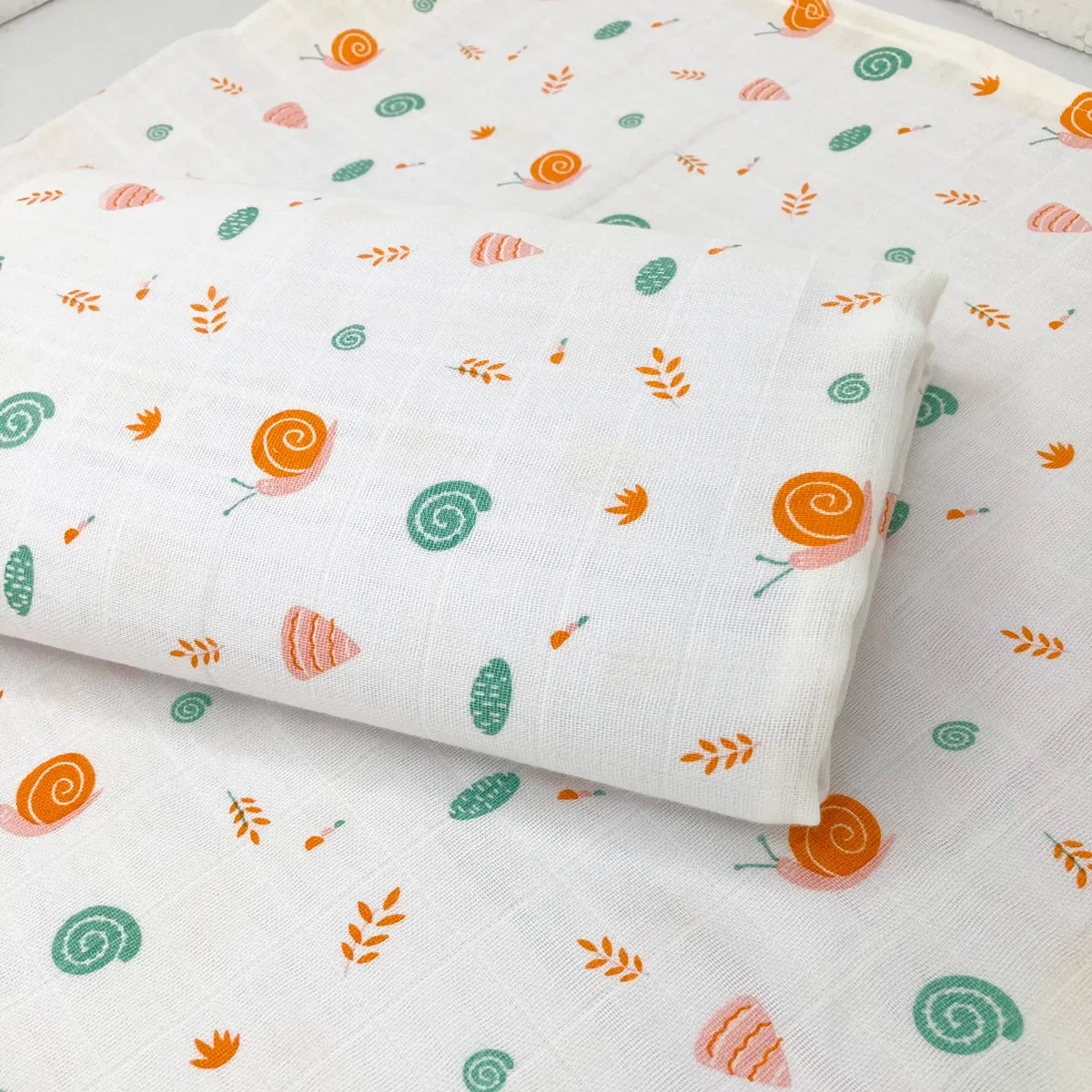 100% Soft Cotton Muslin Swaddle / Towel - Snail