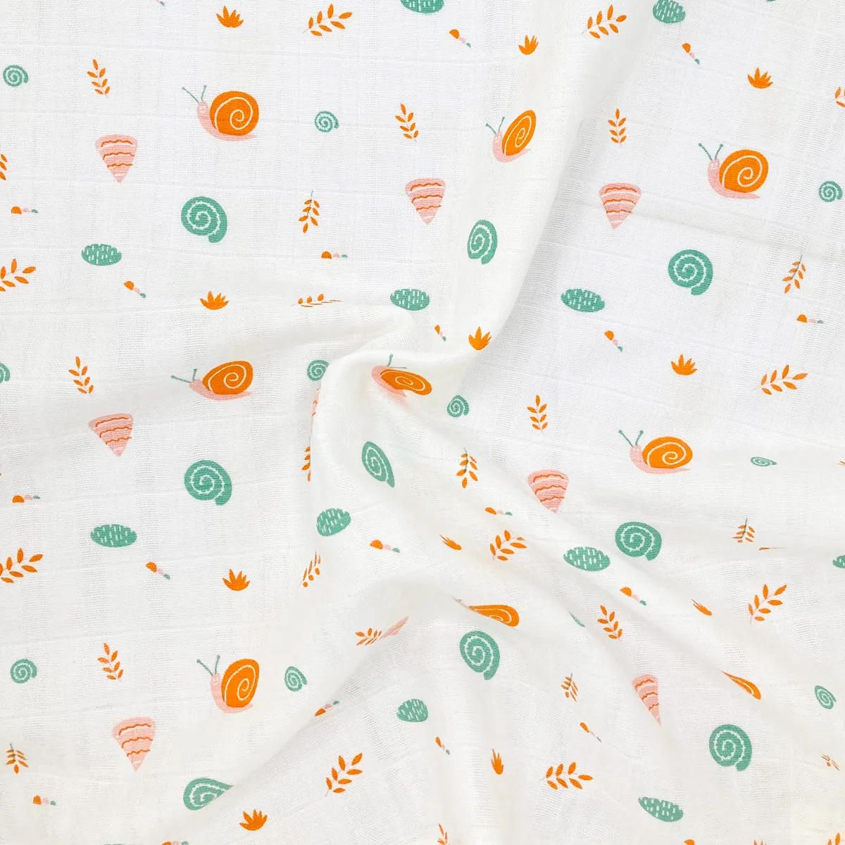 100% Soft Cotton Muslin Swaddle / Towel - Snail