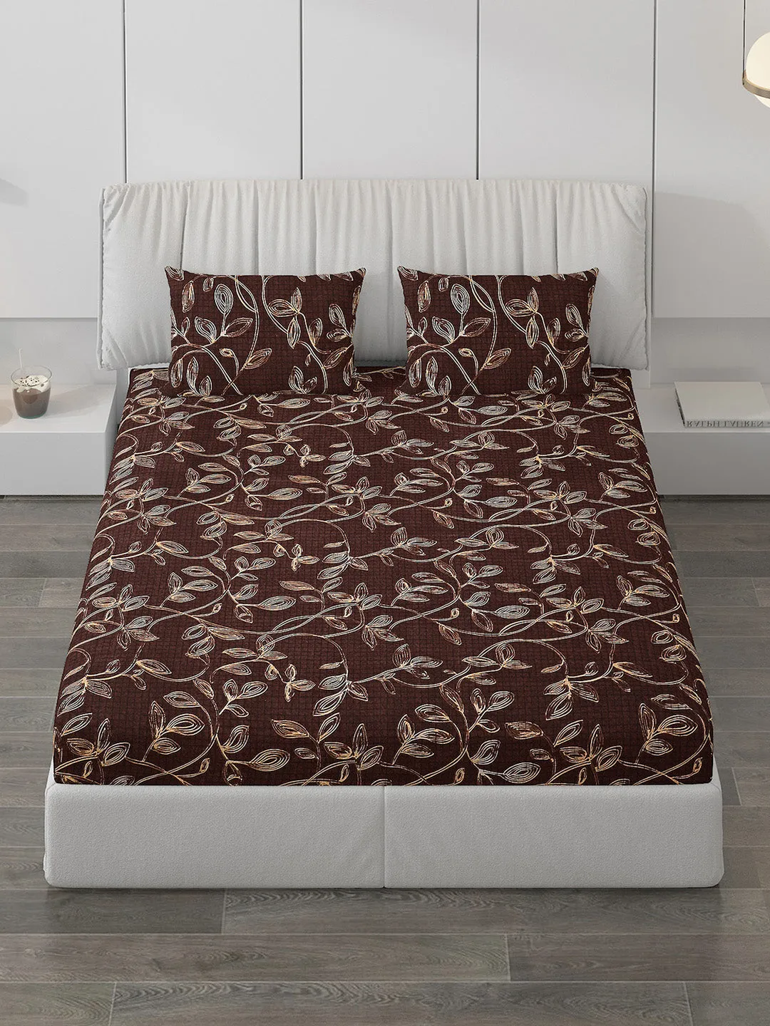 120 GSM  Polyester Double Bed Bedsheet with 2 Pillow Covers