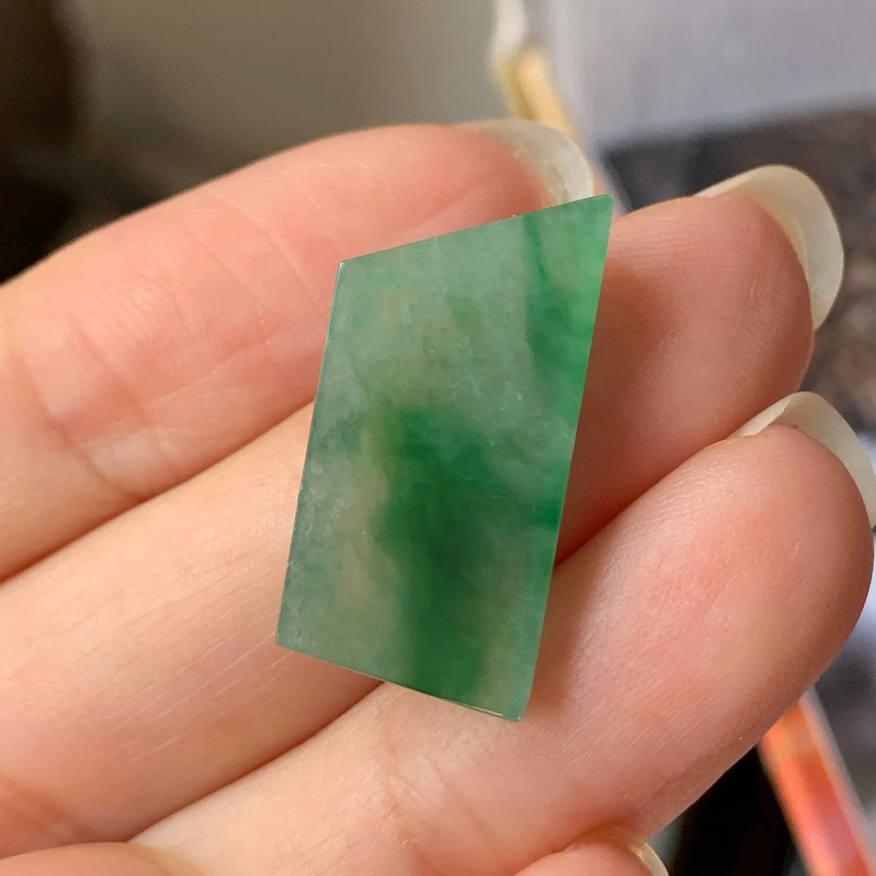 12.15 cts A-Grade Natural Green Jadeite Trapezium Shape No.171596