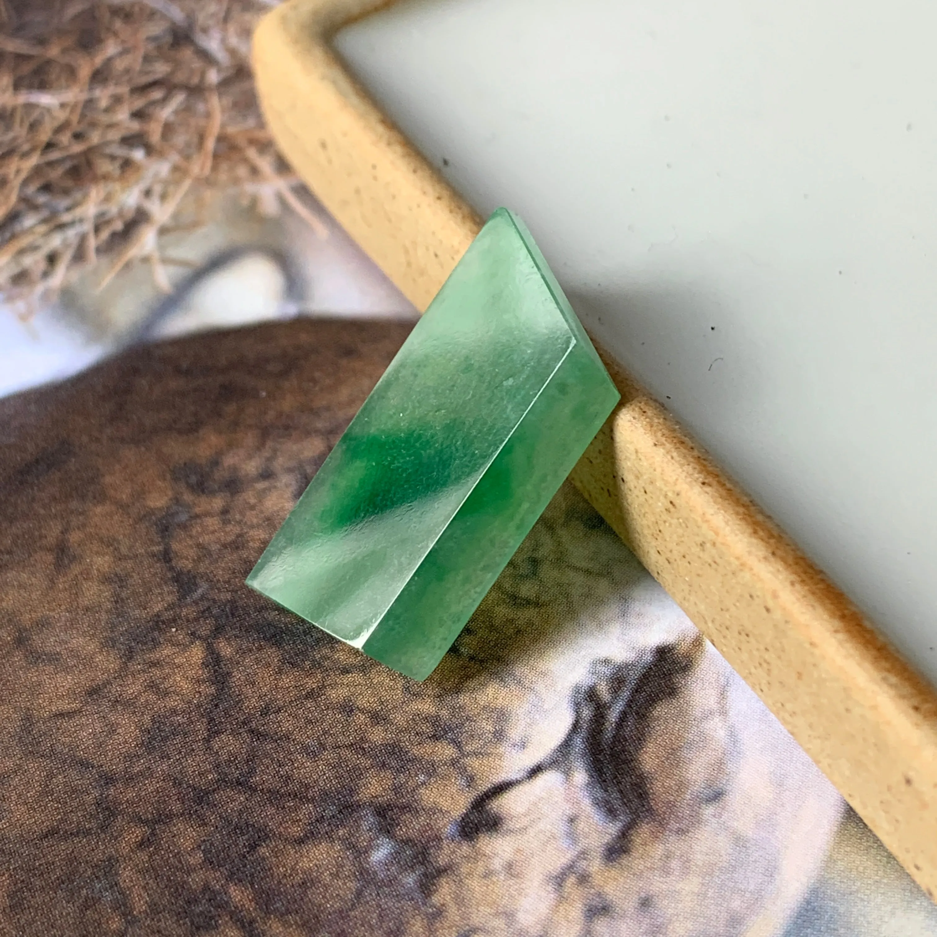 12.15 cts A-Grade Natural Green Jadeite Trapezium Shape No.171596