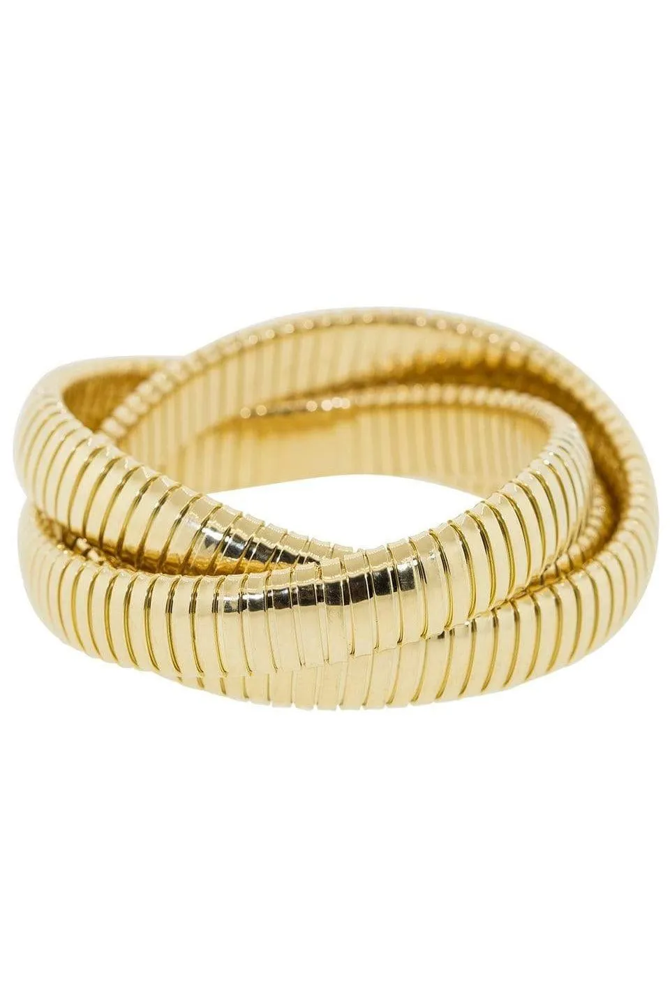 12MM Yellow Gold Three Band Rolling Bracelets