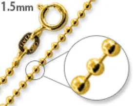 14K Gold Plated Sterling Silver Bead Chain 1.5MM