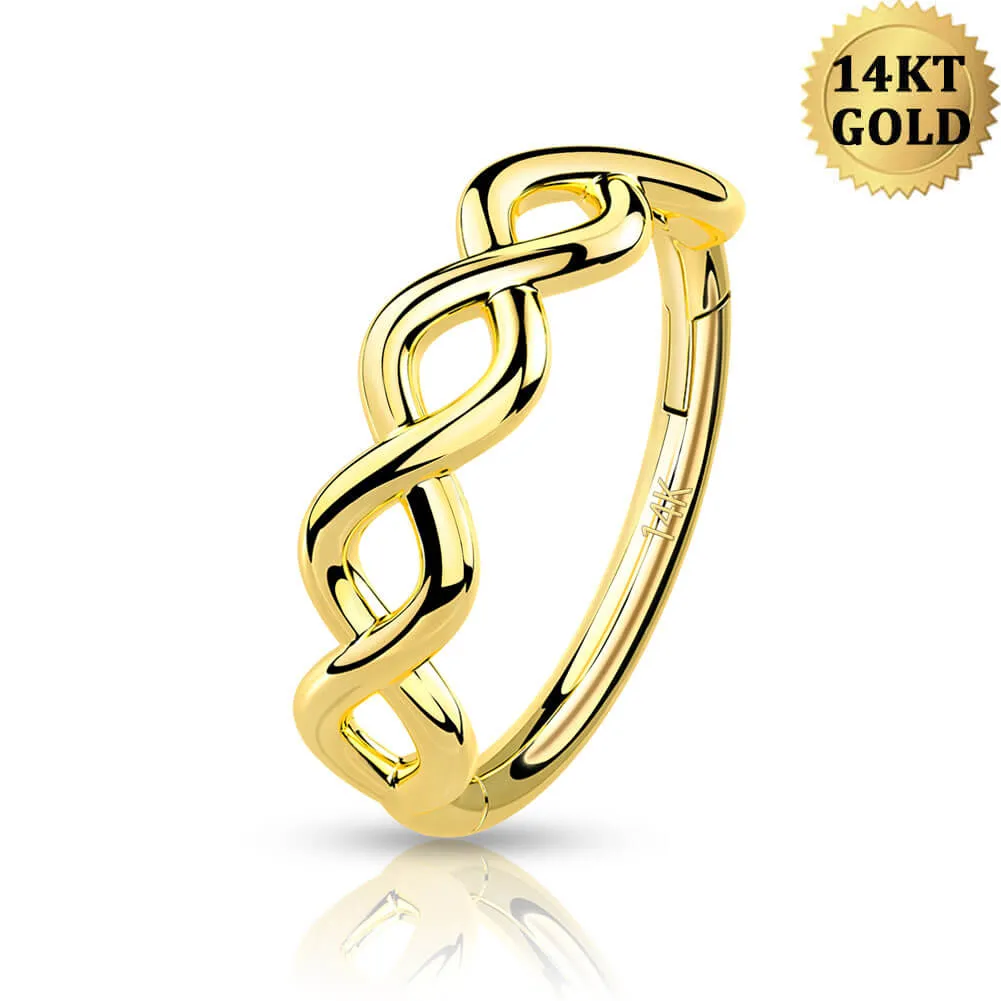 14K Gold Woven Helix Hoop 16G Cartilage Earring