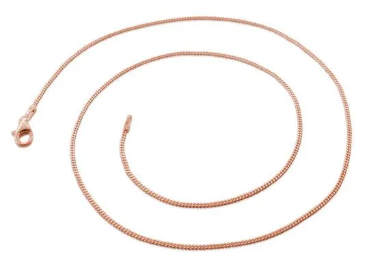 14K Rose Gold Plated Sterling Silver Curb Chain 1.2MM