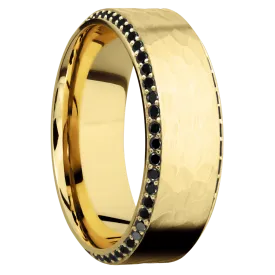 14K Yellow Gold with Hammer , Polish Finish