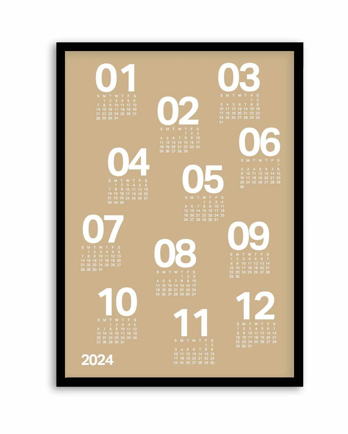 2024 Brown Scatter Calendar | Art Print