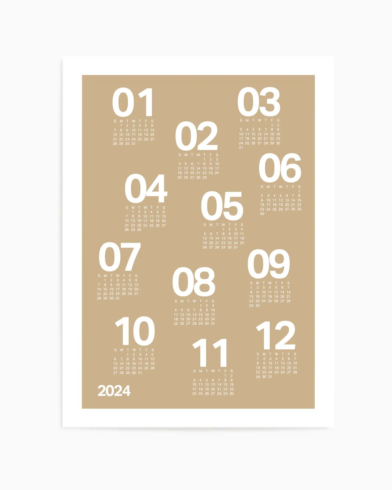 2024 Brown Scatter Calendar | Art Print