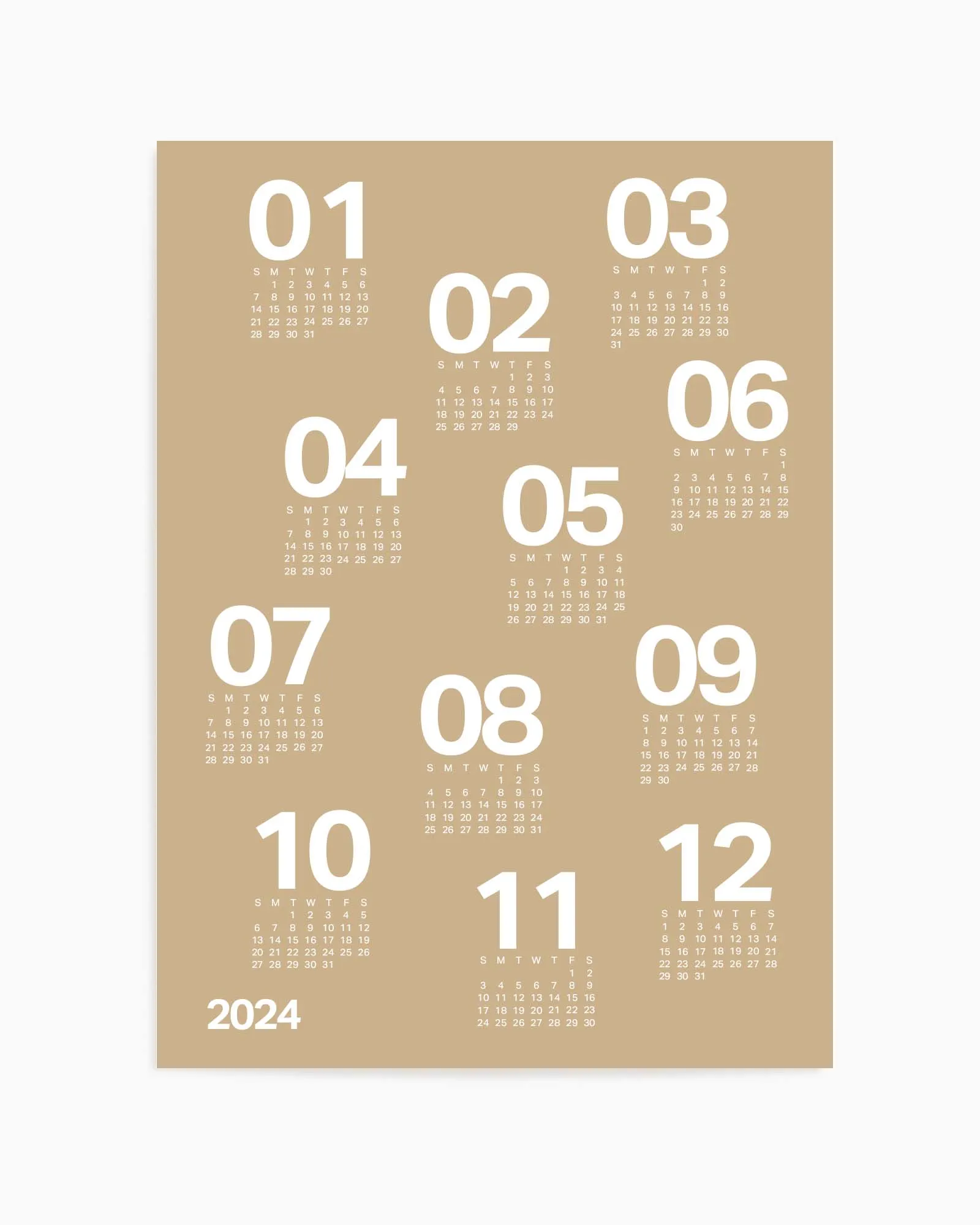 2024 Brown Scatter Calendar | Art Print