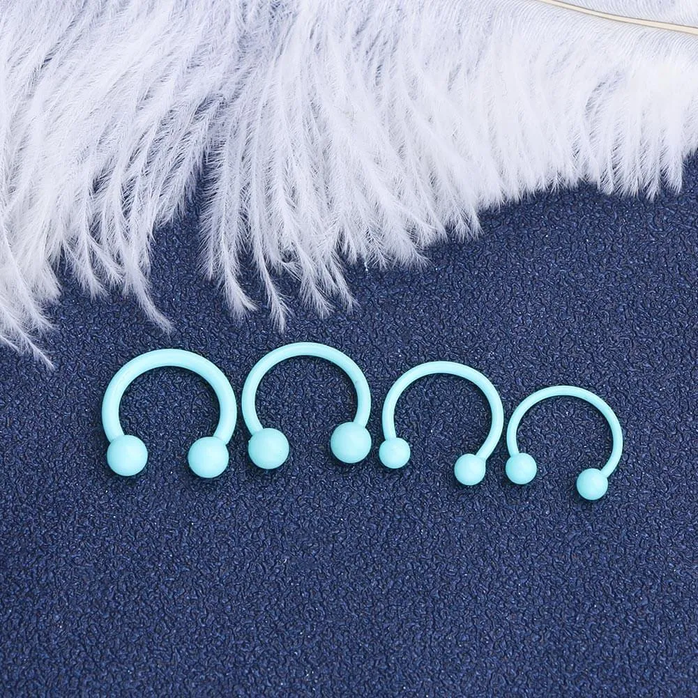 2Pcs Macaron Green Circular Barbell Septum Ring