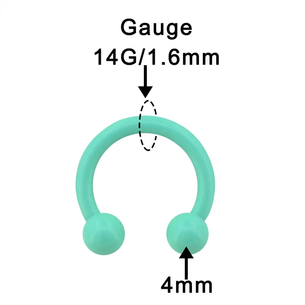 2Pcs Macaron Green Circular Barbell Septum Ring