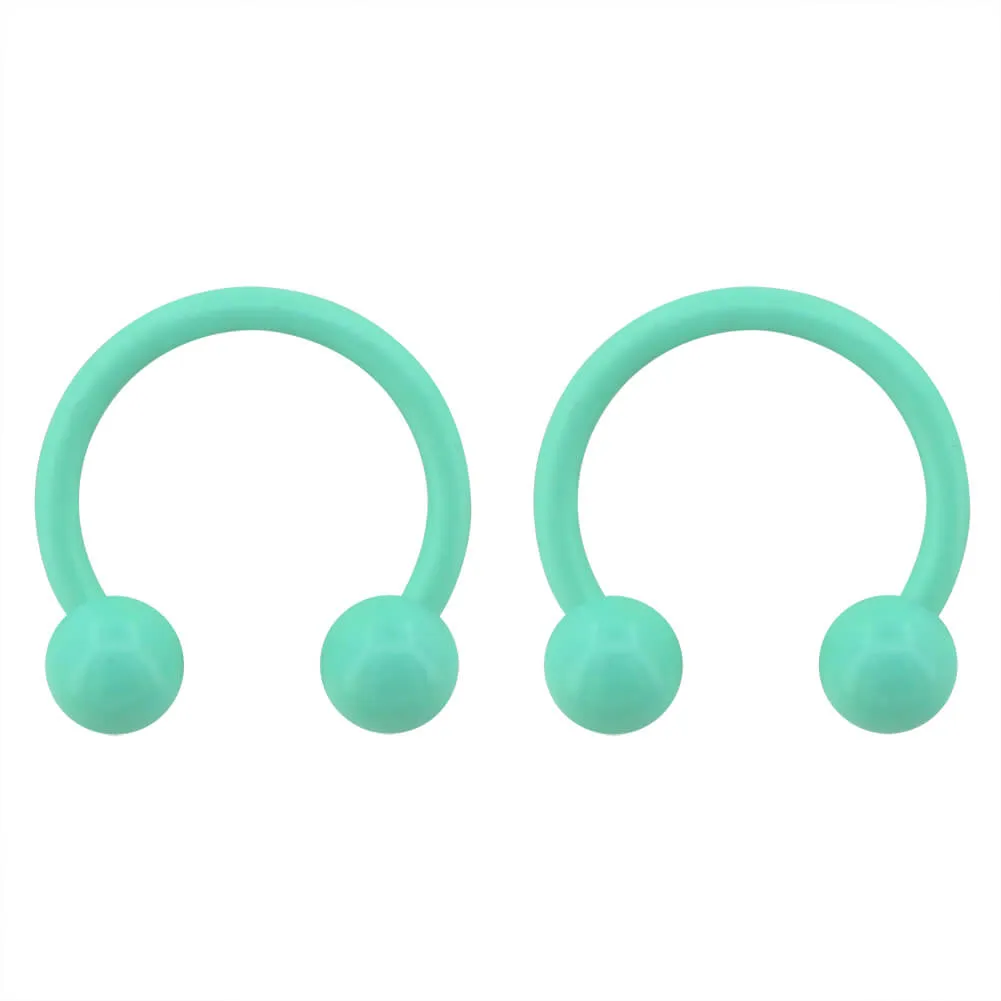 2Pcs Macaron Green Circular Barbell Septum Ring