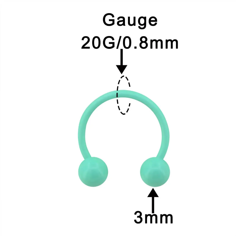 2Pcs Macaron Green Circular Barbell Septum Ring