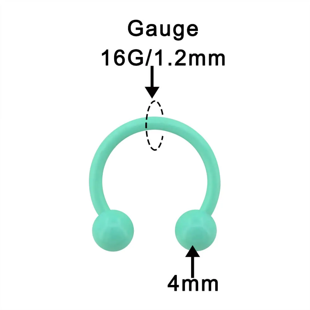 2Pcs Macaron Green Circular Barbell Septum Ring