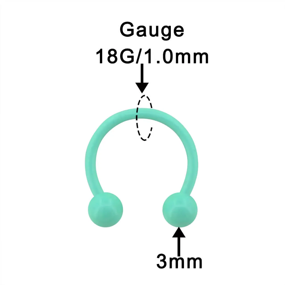 2Pcs Macaron Green Circular Barbell Septum Ring