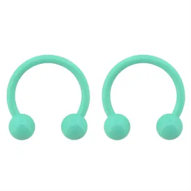 2Pcs Macaron Green Circular Barbell Septum Ring