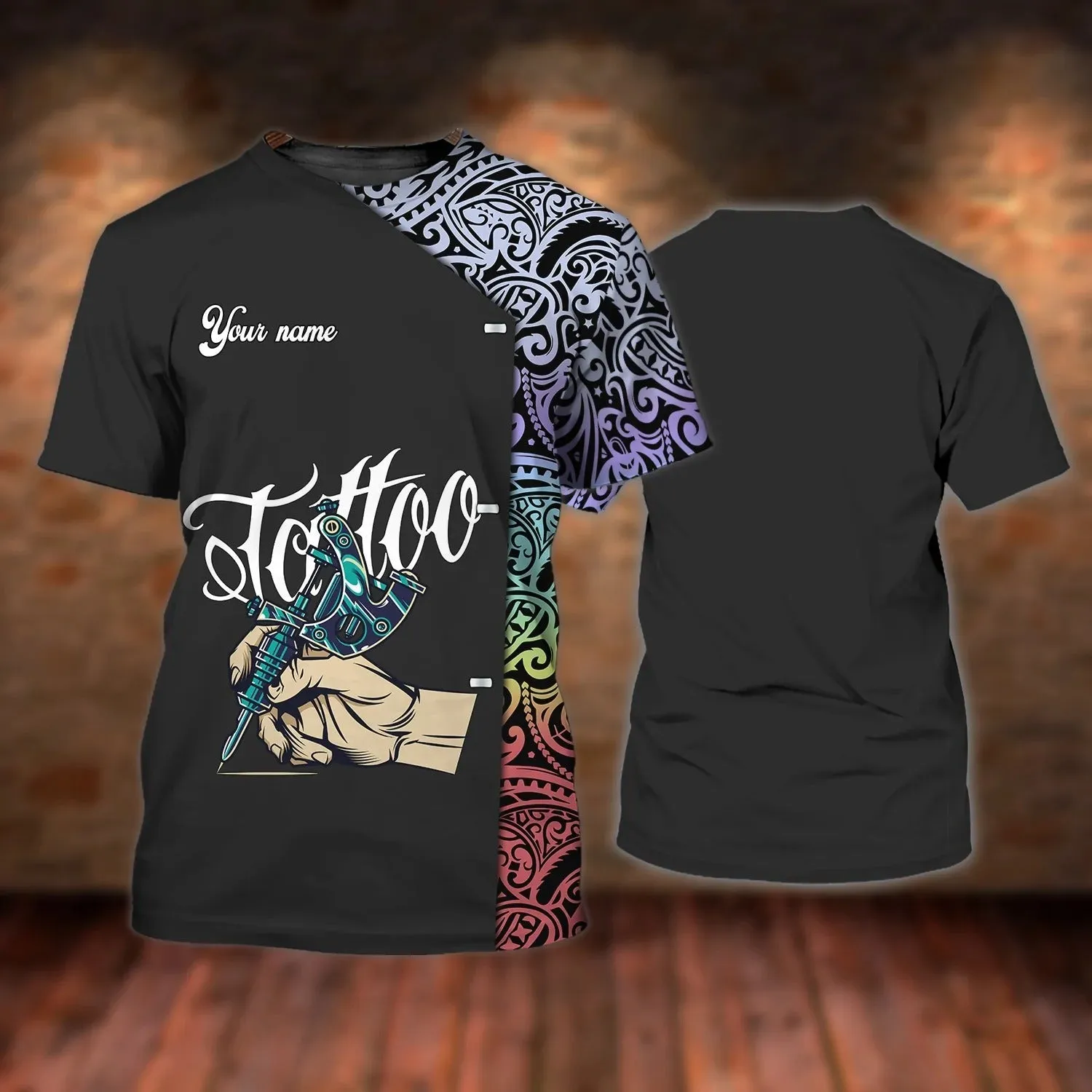 3D Print Tattoo Men Shirt, Custom Tshirt For Tattoo Shop, Best Gift For A Tattoo Artist