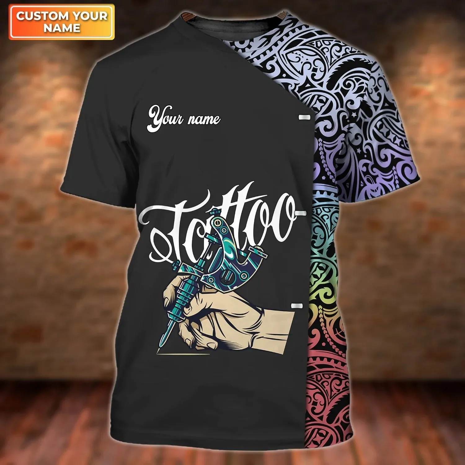 3D Print Tattoo Men Shirt, Custom Tshirt For Tattoo Shop, Best Gift For A Tattoo Artist