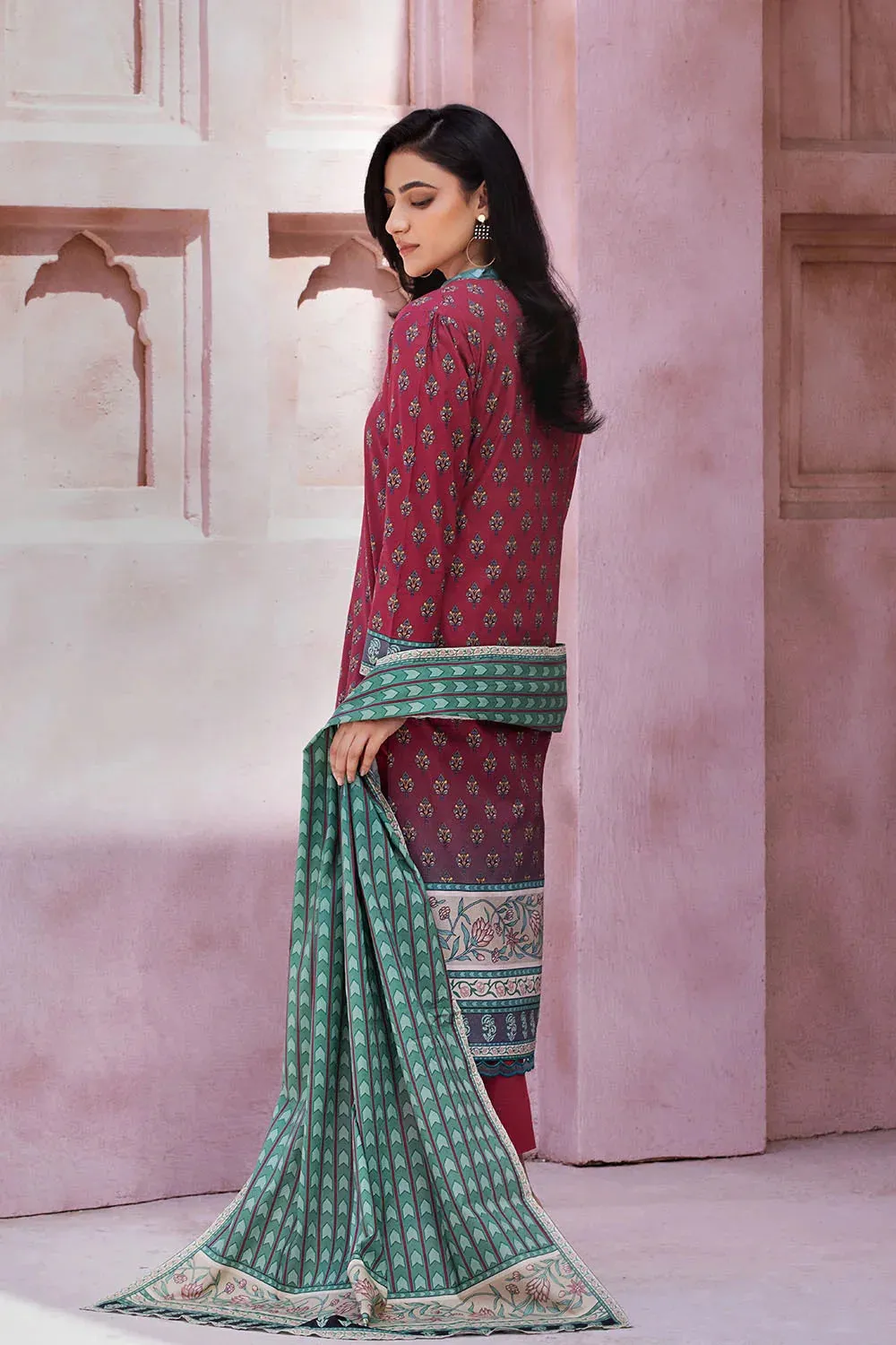 3PC Printed Unstitched Lawn Suit KLA-2687