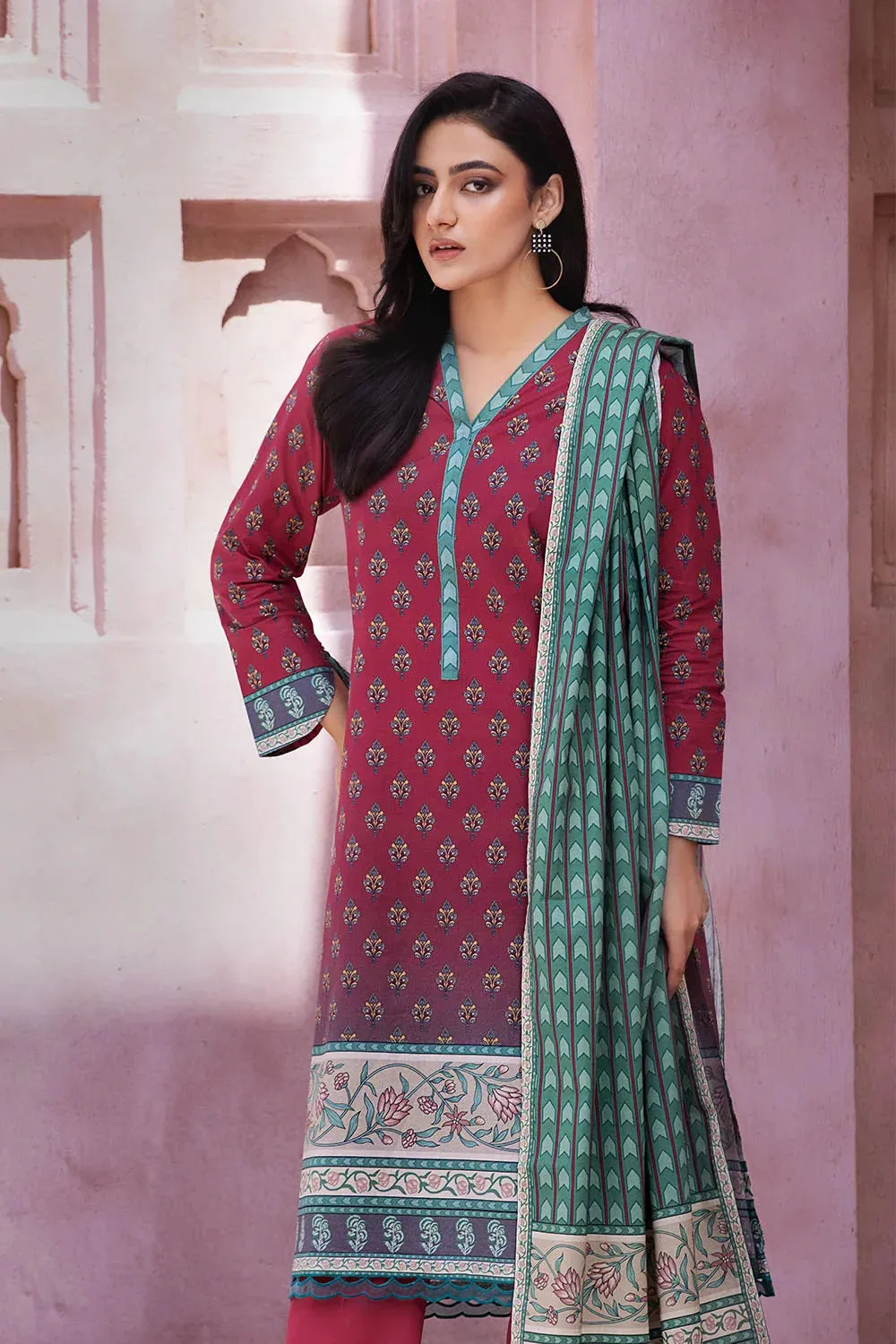 3PC Printed Unstitched Lawn Suit KLA-2687