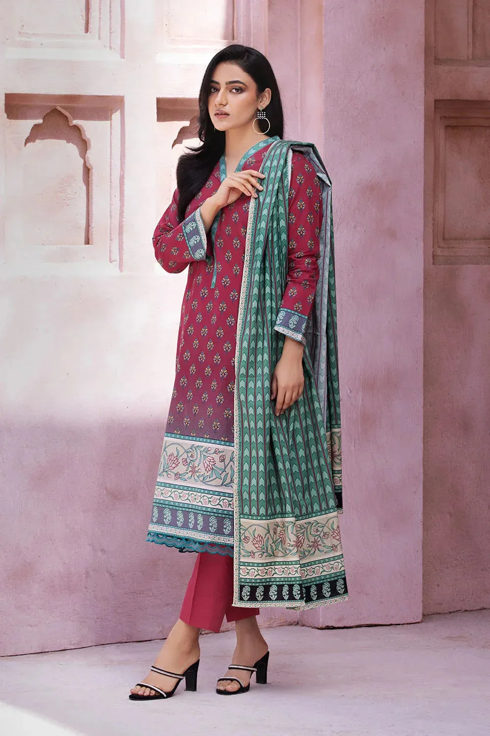 3PC Printed Unstitched Lawn Suit KLA-2687