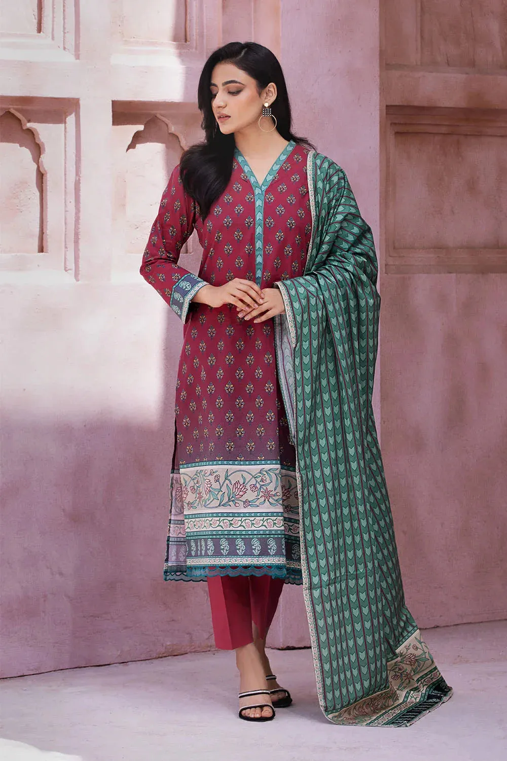 3PC Printed Unstitched Lawn Suit KLA-2687