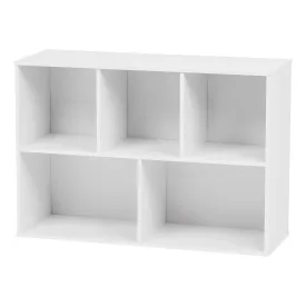 5 Compartment Open Bookshelf, Cube Storage Organizer, Closet Shelves, Wooden Bookshelf, White