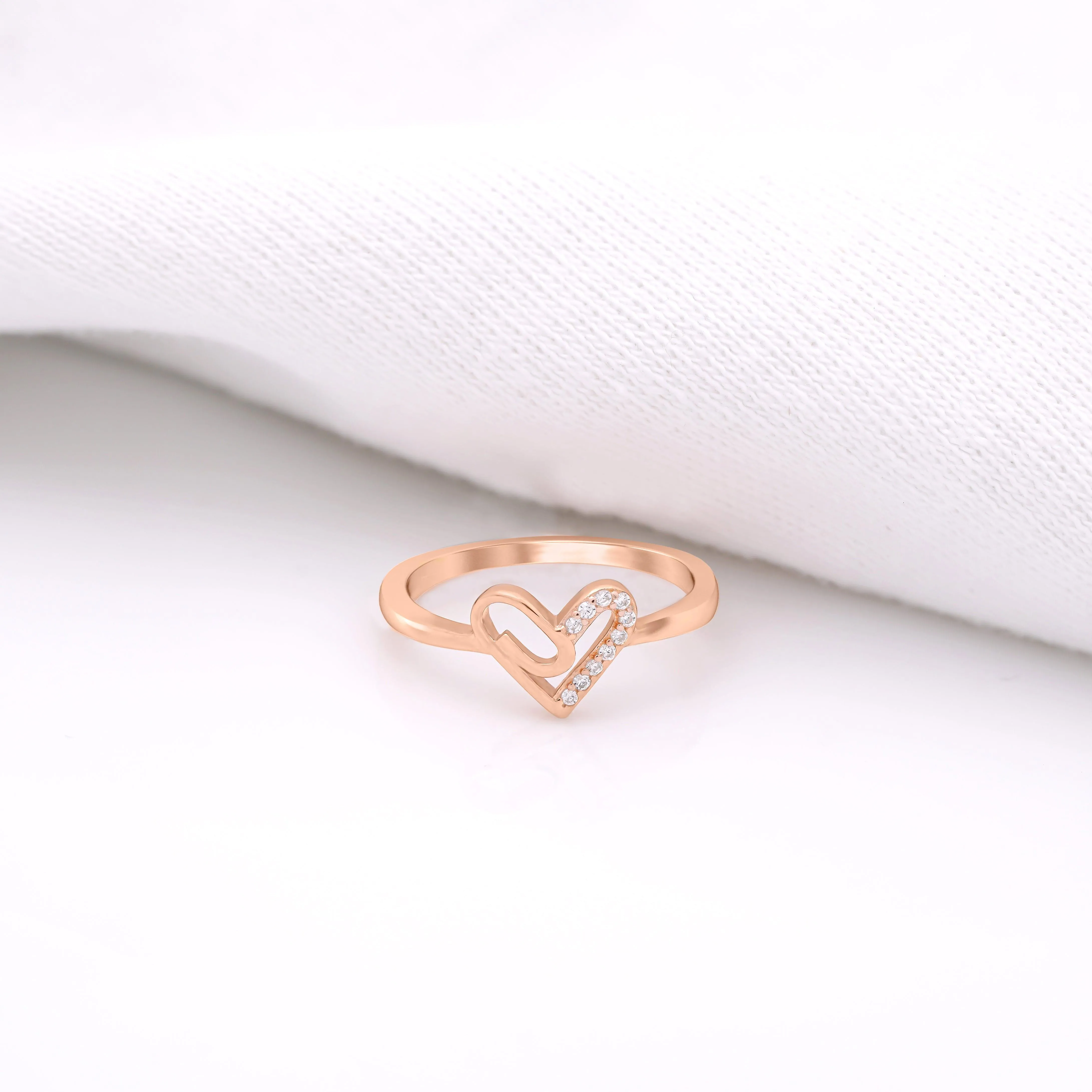 925 Rosegold Love Herze  Ring