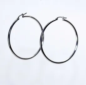 9ct White Gold Large Hoop Earrings