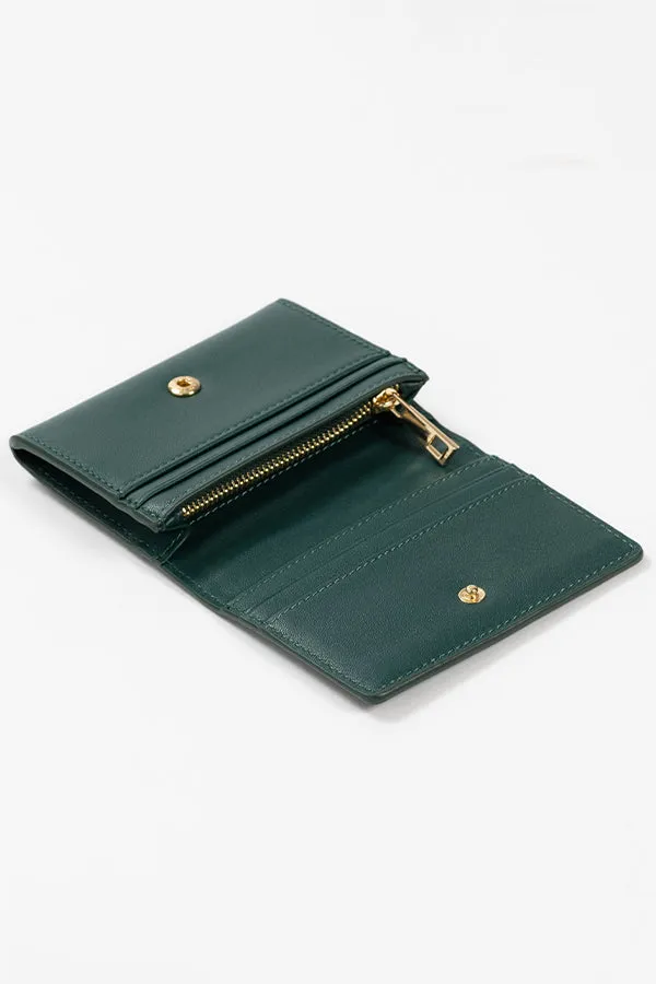 Abstract Swirl Lines Leather Purse (Dark Green)