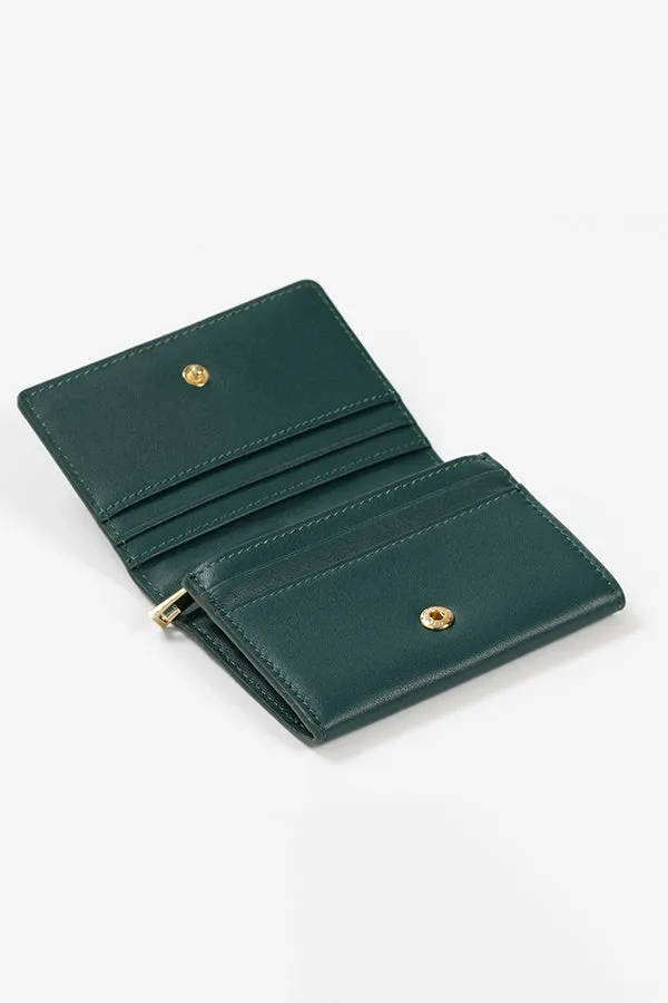 Abstract Swirl Lines Leather Purse (Dark Green)