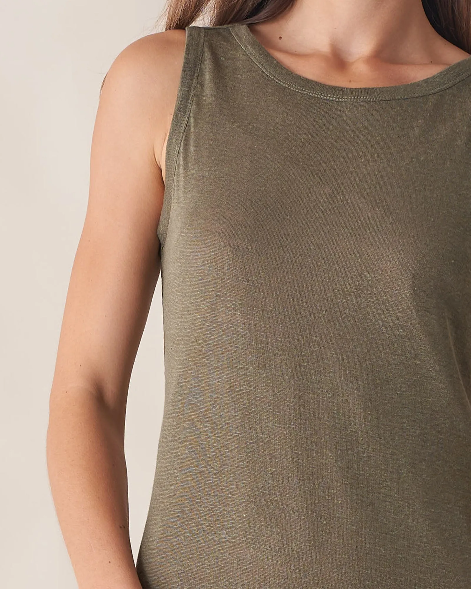 Aceline Linen Tank Dress - Khaki