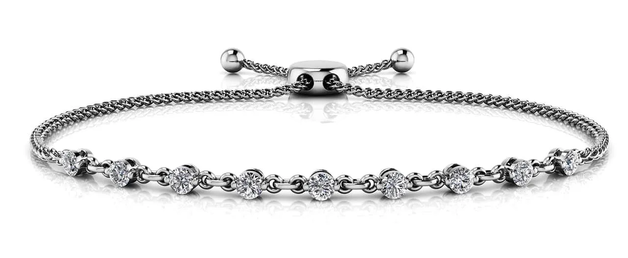 Adjustable Diamond And Chain Link Slider Diamond Bracelet with 1.47 ct.(finished) 3.8mm