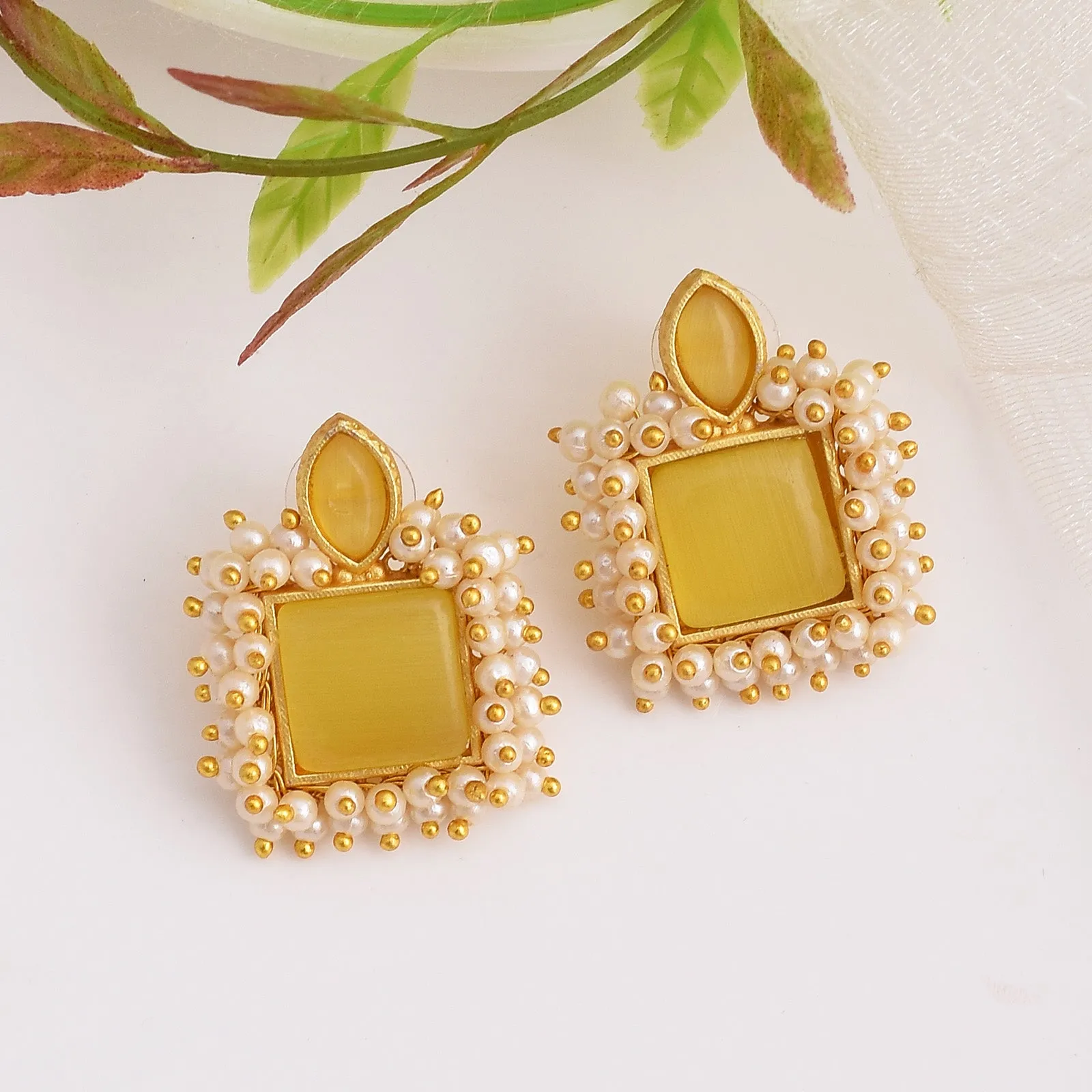 Agni Matte Gold Studs