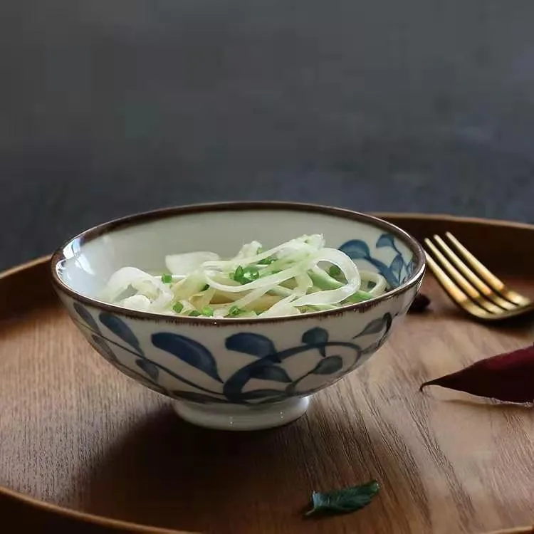 Akari Blue and White Japanese Rice Bowls - Set of 4