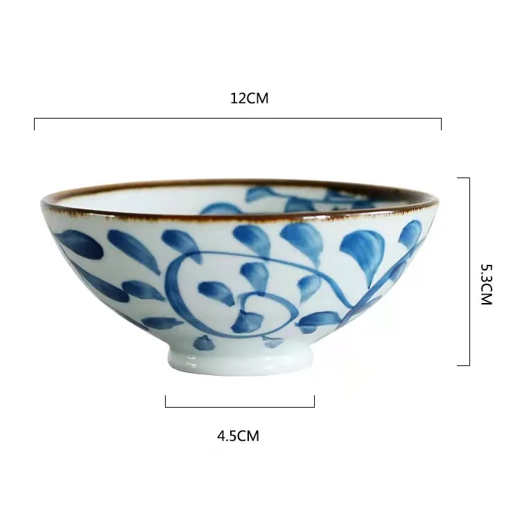 Akari Blue and White Japanese Rice Bowls - Set of 4