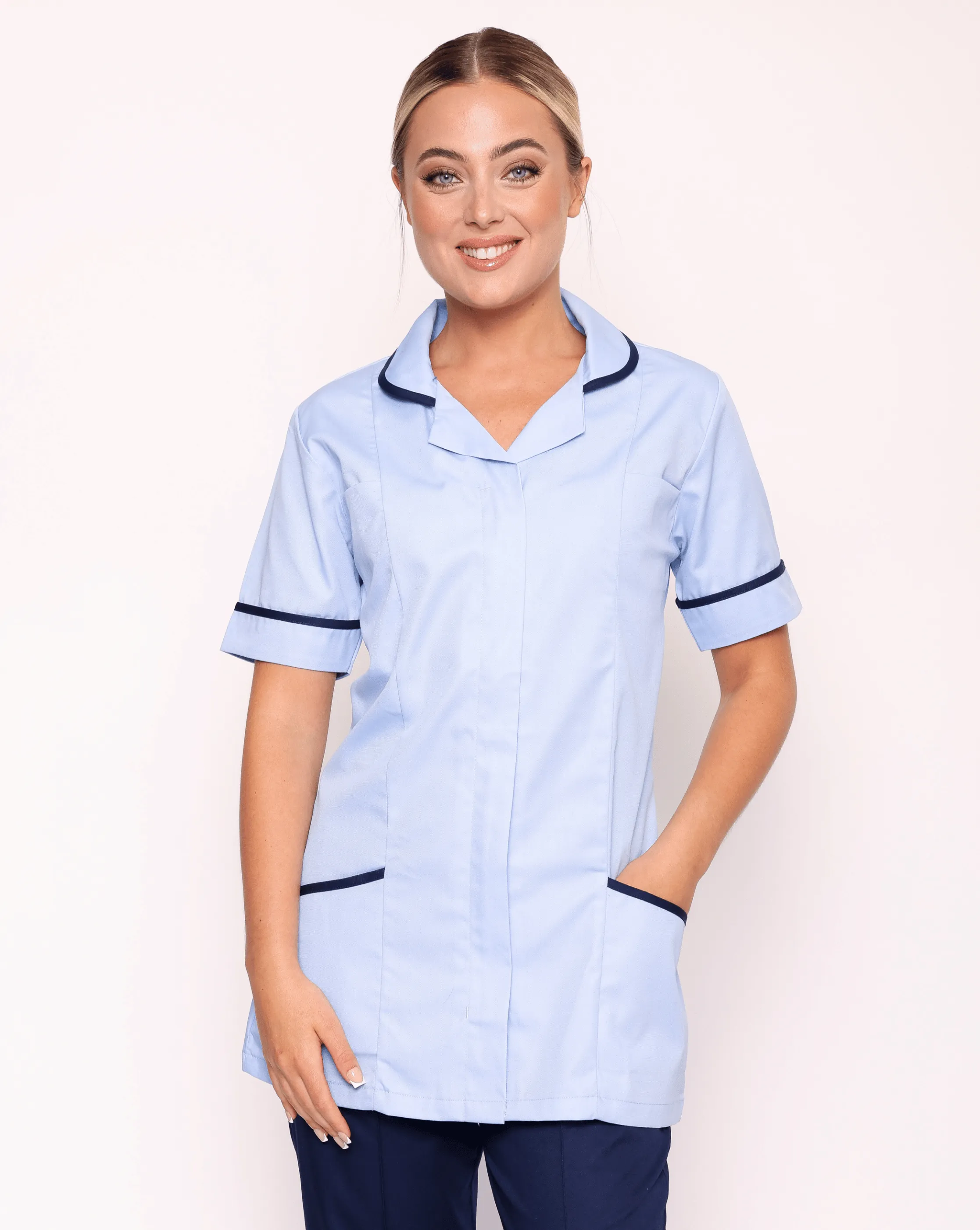 Alcott Ladies Healthcare Tunic - Sky Blue / Navy