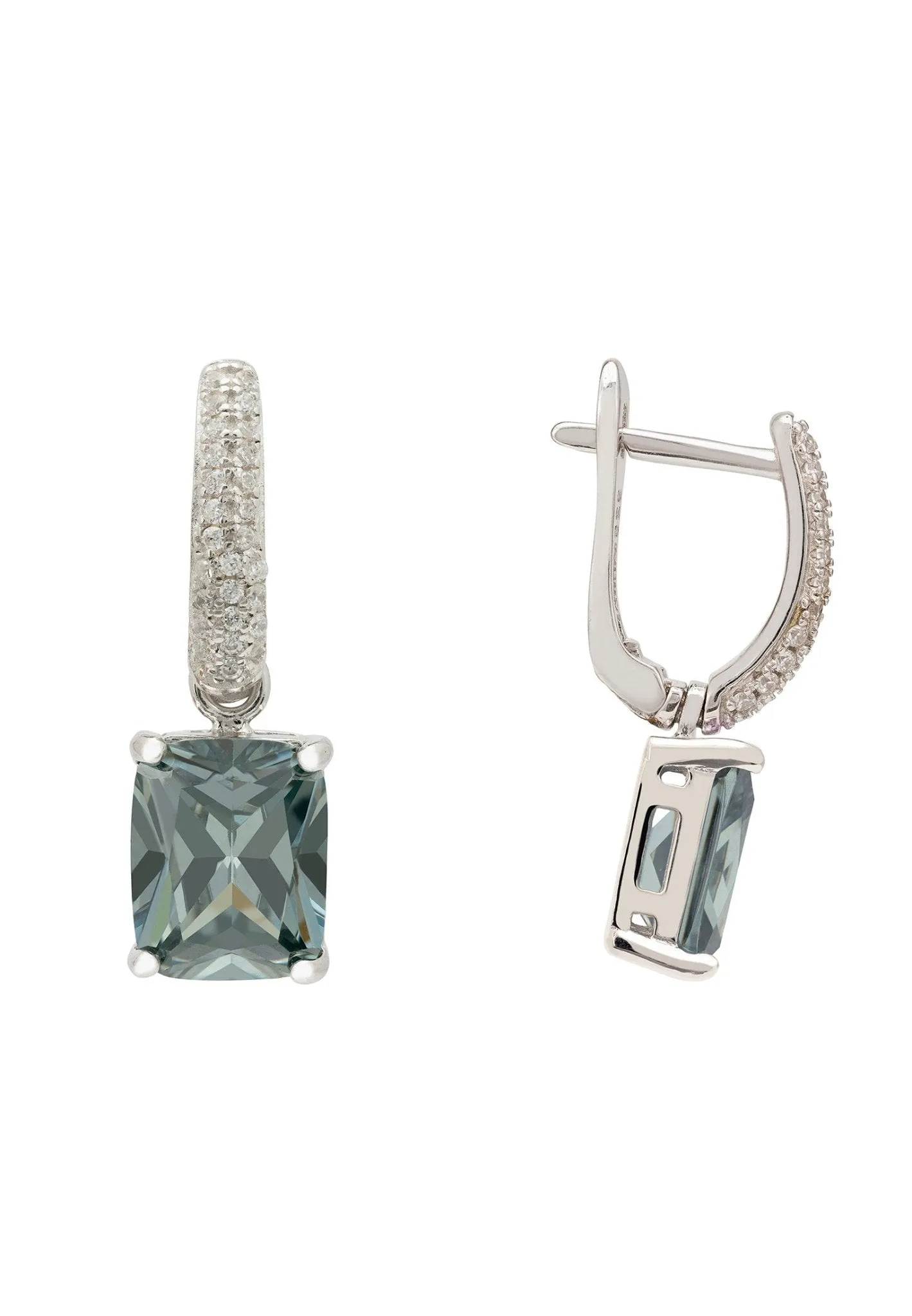 Alexandra Rectangle Drop Earrings Silver Peridot