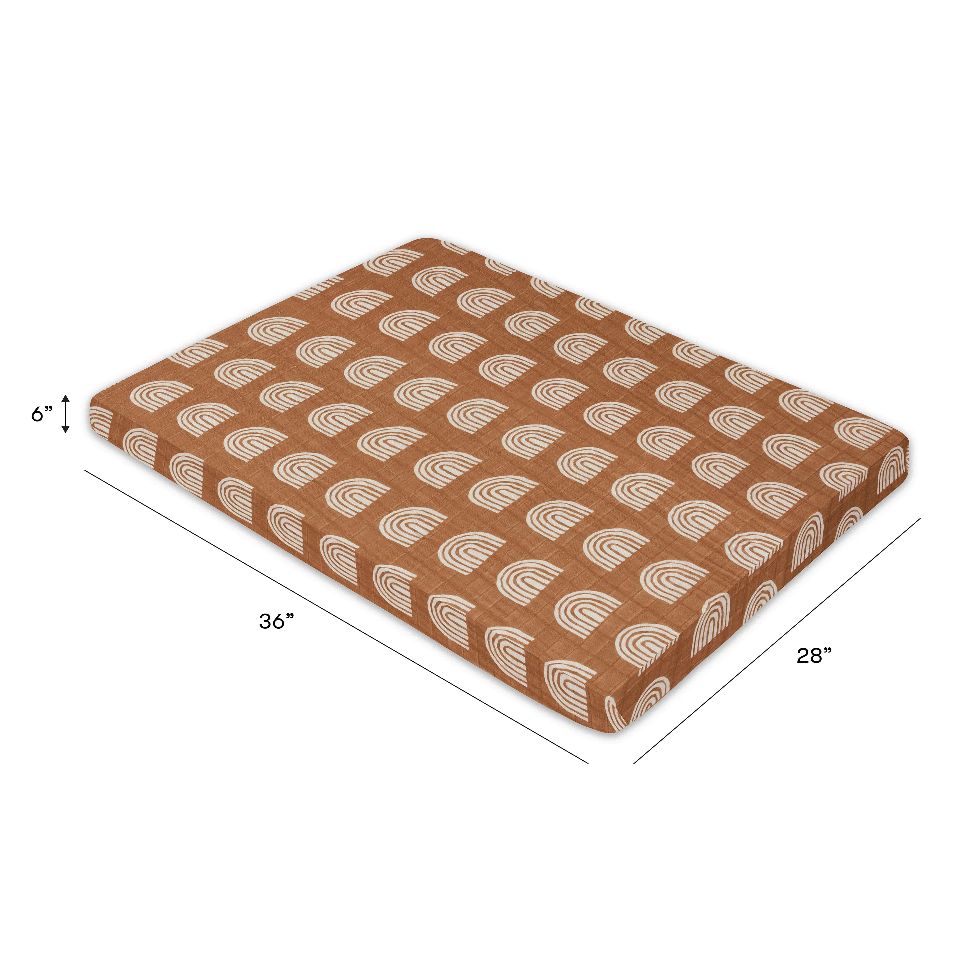 All-Stages Midi Crib Sheet in GOTS Certified Organic Muslin Cotton - Terracotta Rainbow