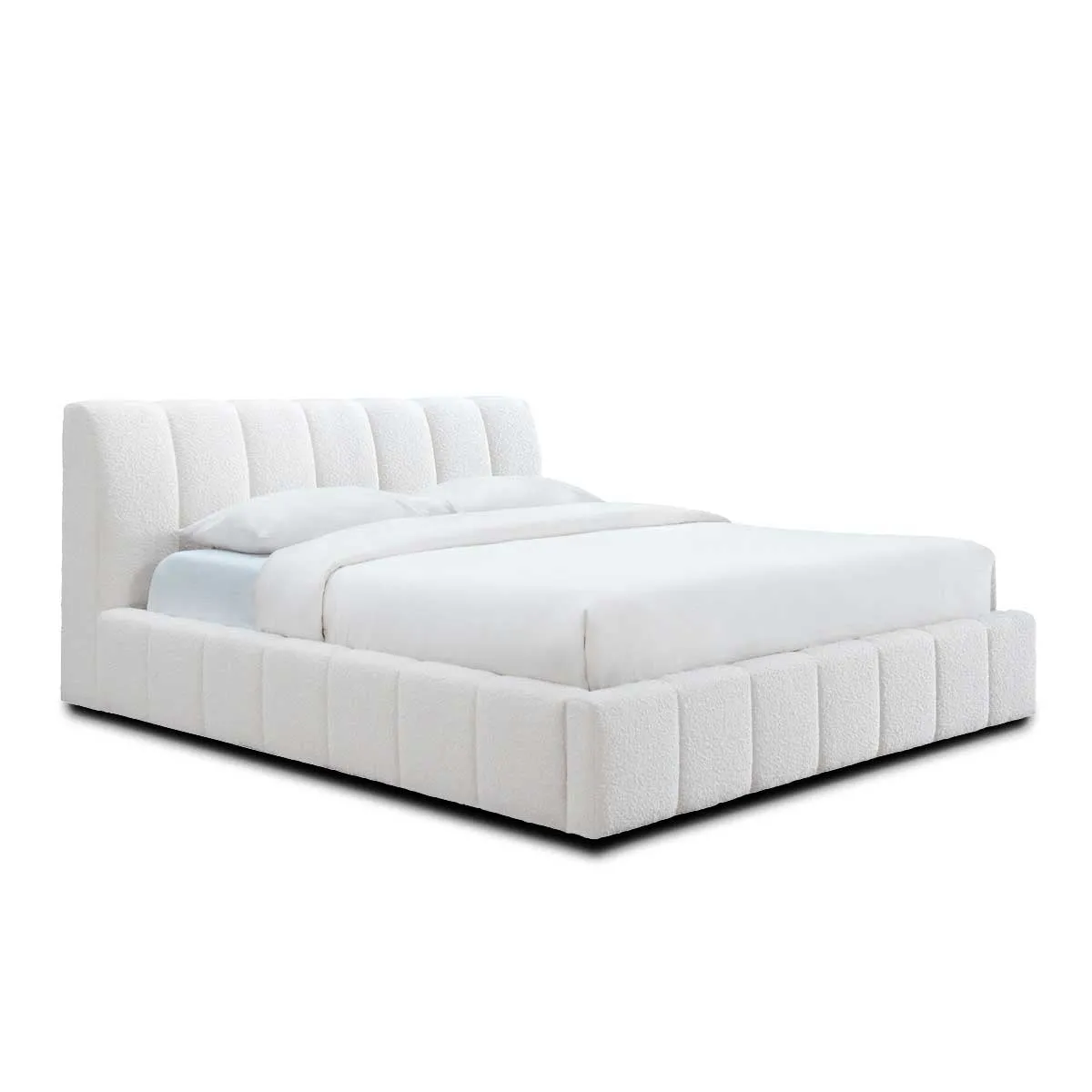 White Boucle Allocco King Bed