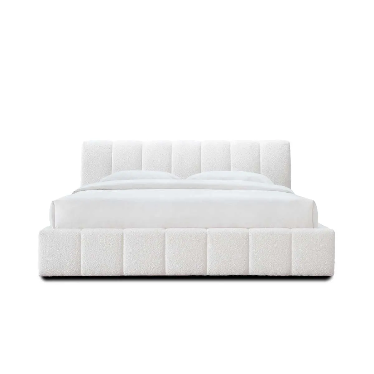 White Boucle Allocco King Bed