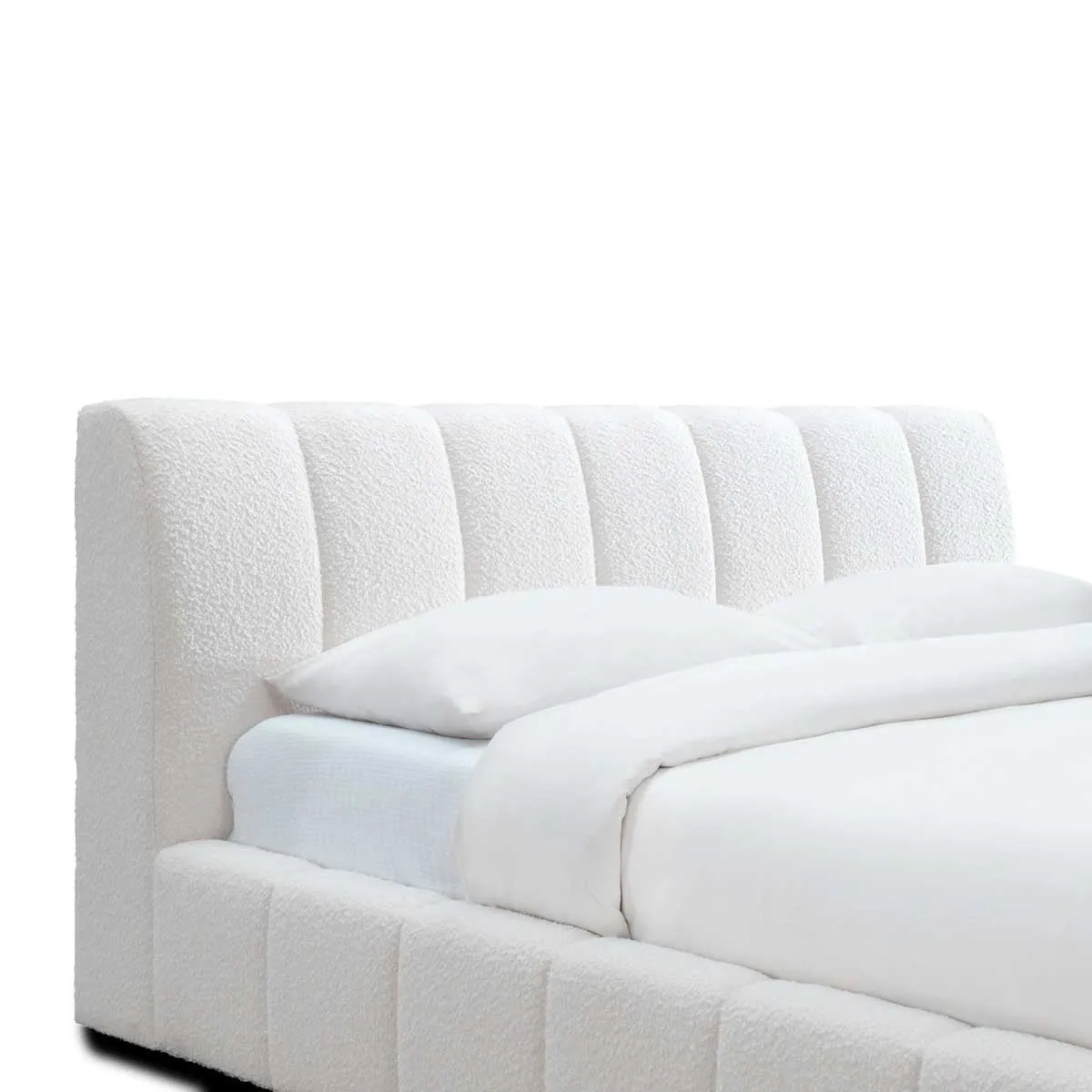 White Boucle Allocco King Bed