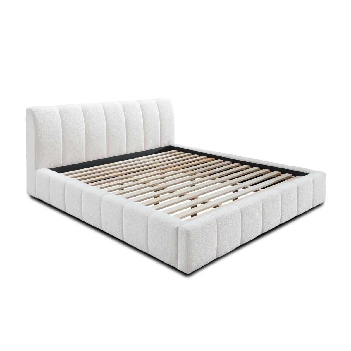 White Boucle Allocco King Bed