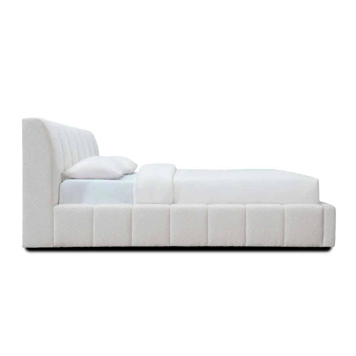 White Boucle Allocco King Bed