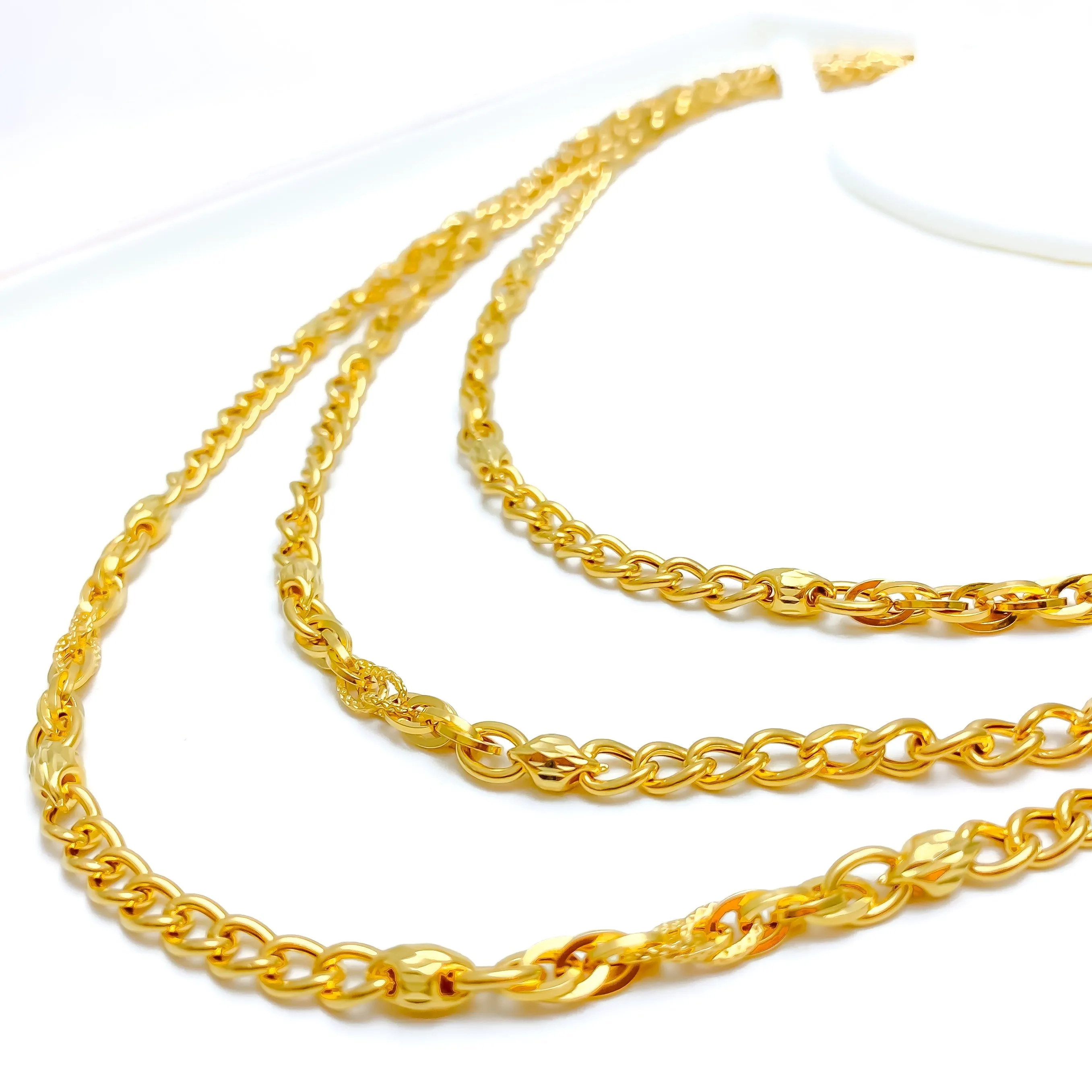 Alternating Fancy Link 22k Gold Italian Chain - 24"