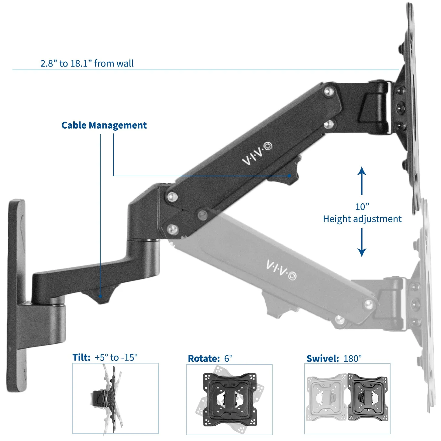 Aluminum Wall Mount for TVs (23" to 43")